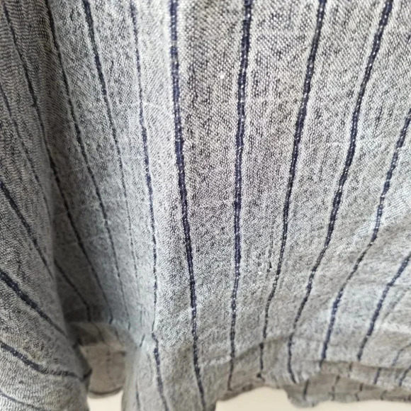 Melissa Nepton 100% Viscose Striped Collarless Button Down  Shirt L - Picture 9 of 10